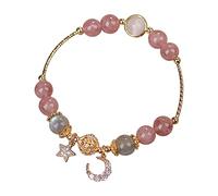 Fycakly Bracelets Friendship Cherry Green Bracelet Women's Summer Design And Prosperous Career Transfer Beads Crystal Hand Beaded Bracelet Titanium Hoops Earrings (a-C, One Size)