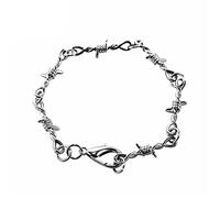 Fycakly Charm Bracelet for Women Wire Women's And Metal Barbed Gothic Men's Punk Thorns Bracelet Universal Bracelets Hoop Earrings with Charm (A-2, One Size)