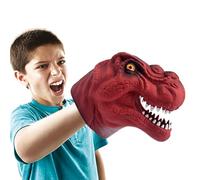 Fycakly Dinosaur Hand Puppet Red Dinosaur Puppet Rubber Realistic Head Lifelike Hand Halloween for Kids and Adults 27