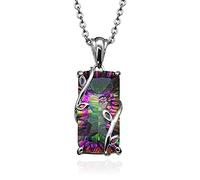 Fycakly Elegant Chain Pendant Rainbow Flowers Tourmaline Necklace Fashion Women The Of Necklaces Pendants Hidden Picture Necklace (Silver, One Size)