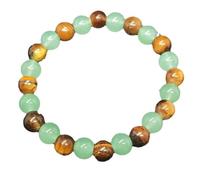 Fycakly Fashion Bracelet for Women Crystal Stone Bracelet Green Tiger Eye Stone Handmade Adjustable Elastic Cord Pie Earrings (a-Brown, 20cm)