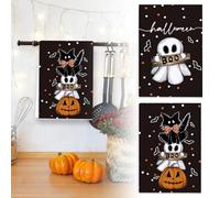 Fycakly Halloween Decorations Halloween Pumpkin Kitchen Towel Set Absorbent Microfiber Dish Cloths For Home Use Perfect For Hand Drying And Dishwashing Decoration Kits (Black, 40x60cm)