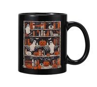 Fycakly Halloween Decorations Outdoor Black Ceramic Cup Exclusive Novelty Design Autumn Thanksgiving Halloween Weird Seasonal Holiday Coffee Cup Small Ceramic Cups for Coffee (Black, 8X9. 5CM)