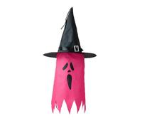 Fycakly Halloween Outside Decorations Halloween Witch Hats Glow In The Dark Hanging Witch Hats With & Pumpkin Charms Party Supplies For Indoor Outdoor Decorations Ornament Stand Heart (76x37cm)
