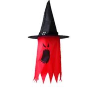 Fycakly Halloween Outside Decorations Halloween Witch Hats Glow In The Dark Hanging Witch Hats With & Pumpkin Charms Party Supplies For Indoor Outdoor Decorations Ornament Stand Heart (Red, 76x37cm)