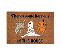 Fycakly Halloween Spider Decorations There's Some Horr Ors In This House Crystal Velvet Floor Mat Thanksgiving Pumpkin Floor Mat Halloween Decoration Door Household Dirt Microfiber (Orange, One Size)