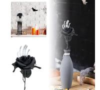 Fycakly Helloween Decoration Halloween Eyes Hands Black Rose Decoration Rose Latex Real Bride Wedding Bouquet Home Halloween Flower (1 Piece) Dried Flower Bridal Bouquet (C, 40X8X7cm)