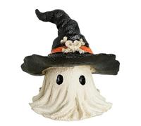 Fycakly Helloween Decoration Lifelike Hour Halloween Cat with Witch Hat in Black Cauldron Pot Pet Figurine 6. 25" Tall with Glass Eyes Occult Feline Cats Figurine Brass Decorative Objects (A, 5. 8cm)