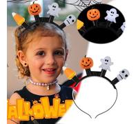 Fycakly Indoor Halloween Decorations Halloween Head Wear Pumpkin Headband Headpiece Day Of The Dead Decoration Accessories LED Lights Headwear Hair Hoop For Women Men Boys Girls (Black, 21x20x5cm)