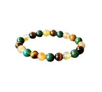Fycakly Personalized Initial Bracelet Crystal Bracelet Natural Tiger Eye Stone Citrine African Turquoise Clip on Earrings Girls (Green-B, 20cm)