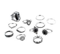 Fycakly Rings Set for Women Bohemian Rings Blue Above Women Set Stack 12pcs/ Vintage Silver Old School 90s (Multicolor, One Size)