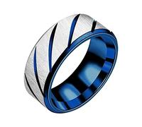 Fycakly Stainless Steel Ring Temperament Silver Ring Female Fashion Personality Girlfriends Hand Jewelry Ladies Rings Cactus Rings (Blue, F)
