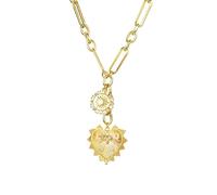 Fycakly Sun Heart Shape Zircon Inlaid Thick Chain Choker 1 Gold Electroplated Hip Hop Minimalist Common Style Neutral Necklace Chandelier Necklace (Rose Gold, One Size)