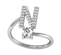Fycakly Unisex Wedding Ring English Letter Style Inlaid Ring Korean Version Minimalist Combination With Open Vintage Stuff for Teen Girls (N, 4x6x4cm)