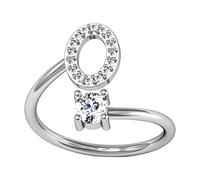 Fycakly Unisex Wedding Ring English Letter Style Inlaid Ring Korean Version Minimalist Combination With Open Vintage Stuff for Teen Girls (O, 4x6x4cm)