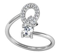 Fycakly Unisex Wedding Ring English Letter Style Inlaid Ring Korean Version Minimalist Combination With Open Vintage Stuff for Teen Girls (Q, 4x6x4cm)