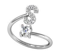 Fycakly Unisex Wedding Ring English Letter Style Inlaid Ring Korean Version Minimalist Combination With Open Vintage Stuff for Teen Girls (S, 4x6x4cm)
