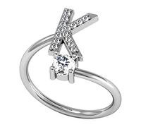 Fycakly Unisex Wedding Ring English Letter Style Inlaid Ring Korean Version Minimalist Combination With Open Vintage Stuff for Teen Girls (K, 4x6x4cm)