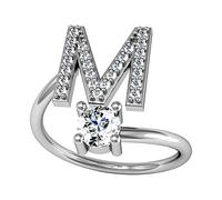 Fycakly Unisex Wedding Ring English Letter Style Inlaid Ring Korean Version Minimalist Combination With Open Vintage Stuff for Teen Girls (M, 4x6x4cm)