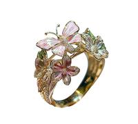 Fycakly Vintage Punk Rings for Men Girls Women “ Stunning Dazzling Drip Flower Open Gold Ring For Women Elegant Jewelry ” Planet And Star Ring (D, One Size)
