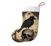 FYCFSLMY Edgar Allan Poe The Raven Skull Large Christmas Stockings, Xmas Tree Fireplace Hanging Decorations for Home Holiday Decor