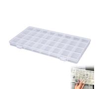 Fychuo 32 Grids Clear Mini Storage Box, Small Snack Box with Compartments, Multi Purpose Plastic Snackle Box Storage Box Container Organiser Box for Beads, Crafts, Pills, Bolts, Nuts