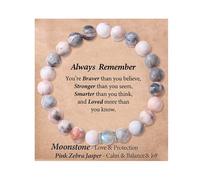 Fychuo Anxiety Bracelet, Natural Stone Healing Bracelet Inspirational Mental Health Gifts Good Luck Bracelet Pink Gemstone Bead Bracelets Birthday Gifts for Women Teen Girls Ladies