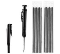 Fychuo Carpenters Pencil with 12Pcs Pencil Refills Black Pencil with Built-In Sharpener Carpenter Pencils Deep Hole Marker Woodworking Tools for Architect Designers Builders Joiners