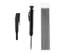 Fychuo Carpenters Pencil with Pencil Refills Black Pencil with Built-In Sharpener Carpenter Pencils Deep Hole Marker Woodworking Tools for Architect Designers Builders Joiners