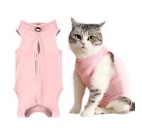 Fychuo Cat Recovery Suit Pink Cat Surgery Recovery Suit Solid Color Cat Clothe Cat Onesie Surgical Recovery Suit Kitten Bodysuit after Surgery Medical Care Cone Collar Alternatives