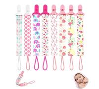 Fychuo Dummy Clips Girl 8 Pack Pacifier Clips Mam Soother Clips Baby Dummy Clip Adapter Soother Chains Dummy Strap Dummies Soothers Teethers for Babies Teething Toys Newborn Essentials Pink