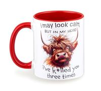 Fychuo Highland Cow Ceramic Mug - Dishwasher & Microwave Safe, Funny Gifts for Women, Men, Friends - Christmas Mug, Coffee, Milk, Iced or Hot Drink - 330Ml, 11Oz