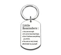 Fychuo Little Reminders Keyring Mindfulness Gifts Inspiration Mental Health Gift Stainless Steel Key Ring Motivational Positive Keyrings Little Gifts for Women Men