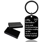 Fychuo Little Reminders Keyring Mindfulness Gifts Inspiration Mental Health Gift with Gift Box Stainless Steel Key Ring Motivational Positive Keyrings Little Gifts for Women Men(Heart, Black)