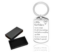 Fychuo Little Reminders Keyring Mindfulness Gifts Inspiration Mental Health Gift with Gift Box Stainless Steel Key Ring Motivational Positive Keyrings Little Gifts for Women Men(Heart)