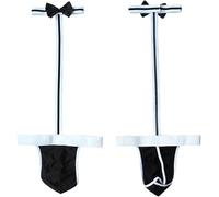 Fychuo Men's Thong Underwear, Waiter Cosplay Costume Mens Thong with Bow Tie, Stretchy Wrap, One Size Mens Sexy G-String Pants Swimsuit Butler Borat Underwear Mankini Jockstrap for Carnival Party