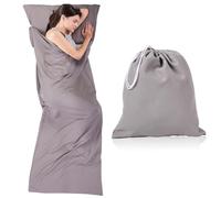 Fychuo Sleeping Bag Liner Hostel Backpacking Essentials Travel Accessories Hiking Camping Quilt Portable Sheet with Pillow Slot Grey