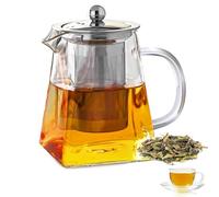 Fychuo Square Glass Teapots with Infuser Tea Pot 350ml Small Teapot Borosilicate Glass Tea Pot Infusers for Loose Tea Glass Teapot Stovetop Safe Heat Resistant