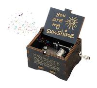 Fychuo You Are My Sunshine Music Box Wooden Hand Crank Mini Music Box Birthday Gifts for Women Girls Her Men Boys Him Presents Mum Dad Friend Sister Vintage Gift
