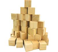 Fycooler 70 Pieces Unfinished Smooth Wooden Cubes 2 x 2 x 2cm DIY Square Natural Decoration Pine Square Blocks, Perfect for Stamps, Numbers, Arts and Crafts Natural Wooden Cubes