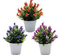 Fycooler Artificial Calla Lily Flowers Potted - 3 Pcs Calla Lillies Artificial Flowers Greenery Plants - Artificial Calla Lily in White Pots Home Decor Bridal Wedding,Office,DIY Floral Arrangements