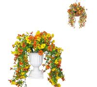 Fycooler Artificial Hanging Flowers Violet Eucalyptus UV Resistant Fake Flower Bouquet Hanging Vine Plants Drooping Plants for Porch Wall Pato Garden Outdoor Wedding Home Decoration-2Pcs 76cm