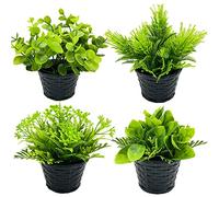 Fycooler Artificial Plants, Plant Artificial Mini Artificial Plant Eucalyptus Rosemary - Artificial Plants with Pot Desk Kitchen Garden Bathroom Plastic Flowers Decoration - Pack of 4 Artificial