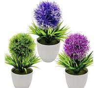 Fycooler Artificial Plants Potted Artificial Boxwood Topiary Tree,Artificial Ball Shaped Tree Fake Fresh Green Grass Shrubs Bonsai Faux Greenery for Home Décor Office Garden Decoration