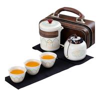 Fycooler Japanese Portable Travel Tea Sets with Travel Bag, Nice Porcelain Tea Set with Teapot and Cups Kung Fu Tea Service,Beautiful Asian Traditional Gift Package for Tea Lover/Women/Men