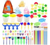 Fycooler Paintbrushes Kids Paint Kit Art Washable Finger Paint Set 100pcs, Paint Brushes Sponge Kits Drawing Tools DIY Learning Painting Sets Gift For Kids Arts and Crafts for Toddlers Early Education