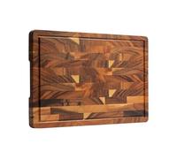 FYCTIO Walnut Wood Cutting Board End Grain wooden cutting boards for kitchen Chopping Block with Deep Juice Groove, Inners Handles, Gift Box, 17x12x1in