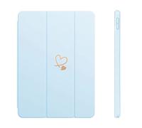 Fycyko Compatible for iPad 10.2 Inch Case, iPad 9th/8th/7th Generation 2021/2020/2019 Case with Pencil Holder & Tip Cover, Women Girls Cute Love Heart Pattern Protective Case,Blue