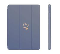 Fycyko Compatible for iPad 10.2 Inch Case, iPad 9th/8th/7th Generation 2021/2020/2019 Case with Pencil Holder & Tip Cover, Women Girls Cute Love Heart Pattern Protective Case,Purple