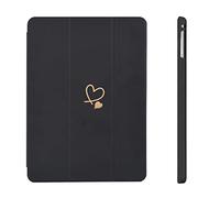 Fycyko Compatible iPad 9.7 Inch Case for 6th/5th Generation 2018/2017 With Pencil Holder & Tip Cover - Women Girls Cute Love Heart Pattern Protective Black Case
